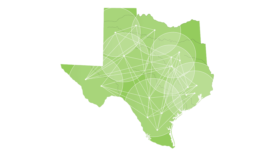 Map showing connecting lines to various locations